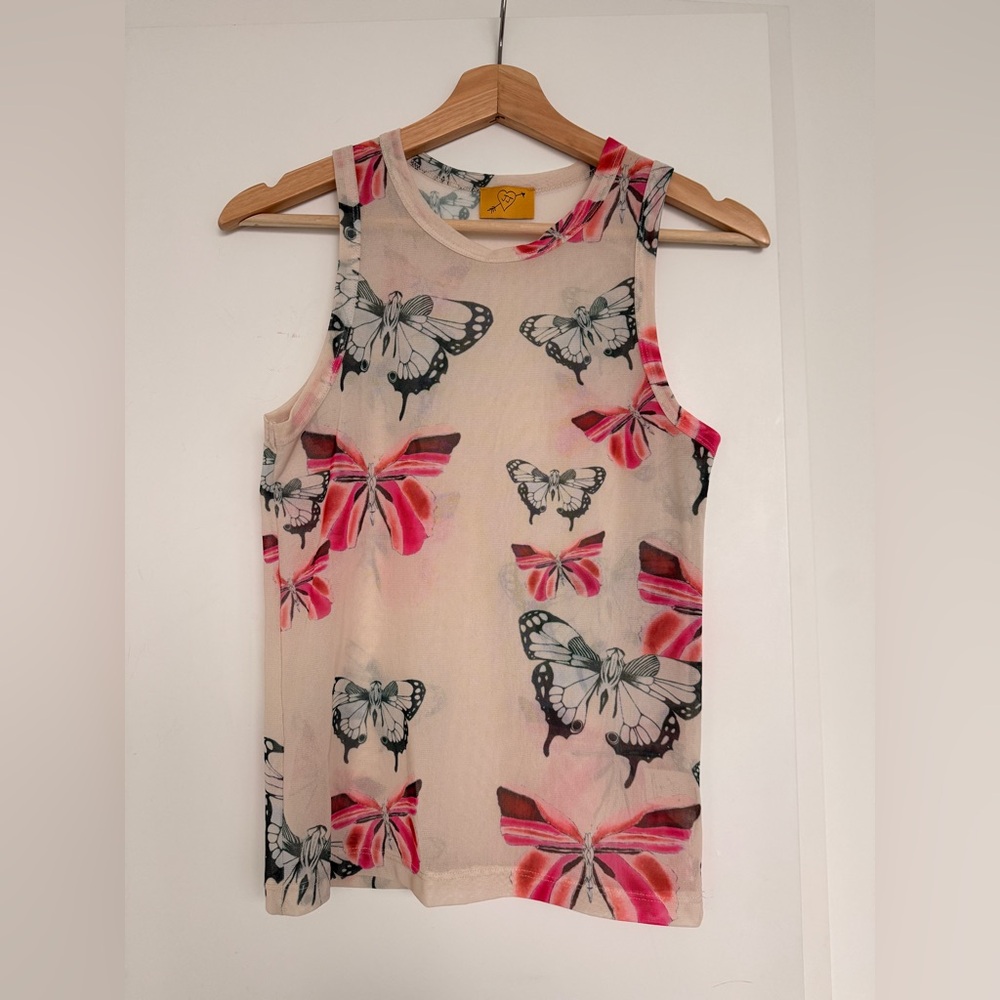 Juliet Johnstone mesh butterfly tank top